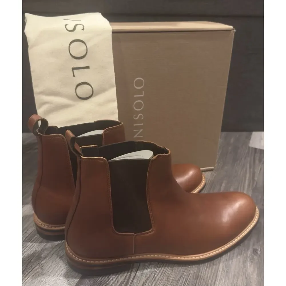 Nisolo All-Weather Chelsea Boots Men’s 13 Brandy Brown Leather Pull-On NEW
